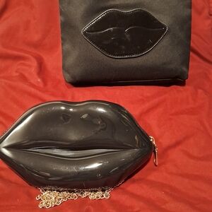 Lancome Black Lip-Shaped Cosmetic Bag Set